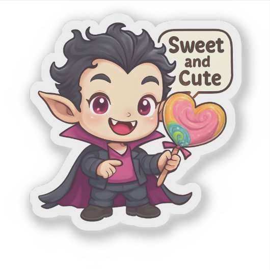 "Sweet and Cute" Chibi Vampire Sticker (Voorkant)