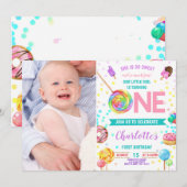 Sweet and Fun Snoep Land Sweet Girl 1e Verjaardag Kaart (Voorkant / Achterkant)