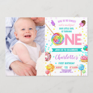 Sweet and Fun Snoep Land Sweet Girl 1e Verjaardag Kaart
