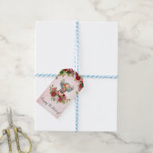 Sweet and Pink Elegant Floral Roos Beste Cadeaulabel (Met Touw)