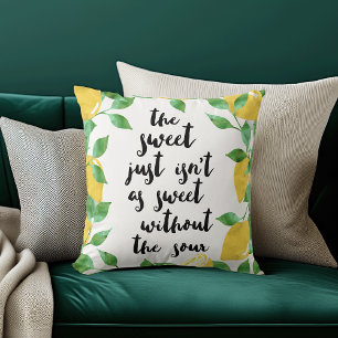 Sweet and Sour Lemon Quote Pillow Kussen