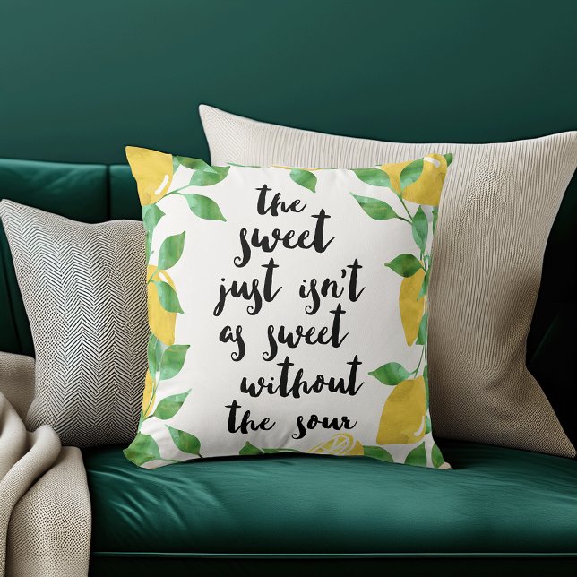 Sweet and Sour Lemon Quote Pillow Kussen (Creator heeft geüpload)