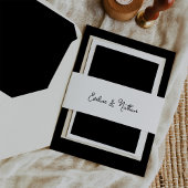 Sweet and Whimsical Eenvoudige zwart-wit bruiloft Uitnodigingen Wikkel