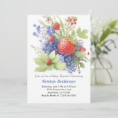 Sweet and Whimsical Strawberry Boy Baby shower Kaart (Staand voorkant)