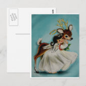 Sweet Angel Meisje knuffelen schattig hert. Briefkaart (Voorkant / Achterkant)