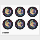  Sweet Angel op de Maan Kerstmis Ronde Sticker (Vel)