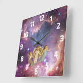  Sweet Angels Flying Vierkante Klok (Hoek)