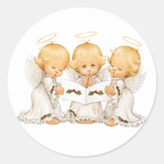 Sweet Angels Kerstliedjes Ronde Sticker (Voorkant)