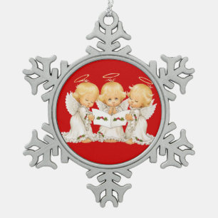 Sweet Angels Kerstliedjes Tin Sneeuwvlok Ornament
