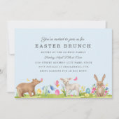 Sweet Animal Egg Blue Easter Brunch Kaart (Voorkant)