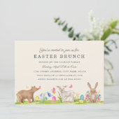 Sweet Animal Egg Paasbrunch Kaart (Staand voorkant)