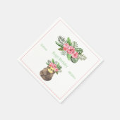Sweet Animal Sloth Floral Pink Name Girly Birthday Servet (Hoek)