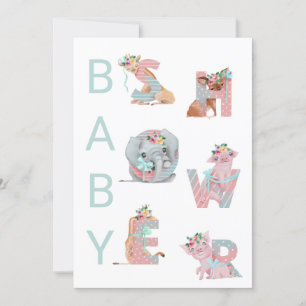 ** Sweet Animals Letters Baby shower uitnodiging