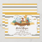 Sweet Animals Safari Striped Baby shower Kaart (Voorkant / Achterkant)