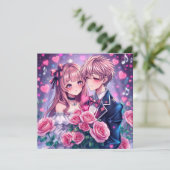 Sweet Anime Gepersonaliseerde Foto Valentijnsdag Kaart (Staand voorkant)