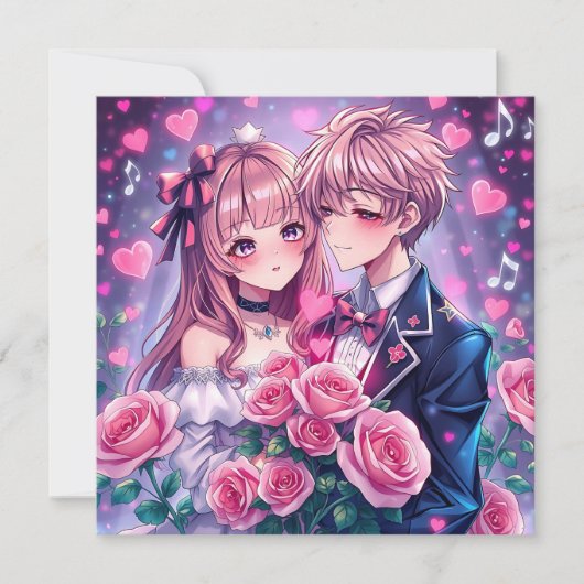 Sweet Anime Gepersonaliseerde Foto Valentijnsdag Kaart (Voorkant)