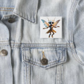 Sweet Ant Girl Dancing Robot Pixie Vierkante Button 5,1 Cm (In situ)