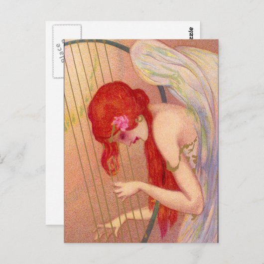 Sweet Antiek Redkopengel op het Harp-Briefkaart Briefkaart (Voorkant / Achterkant)