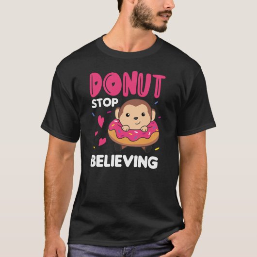 Sweet apen Funny Animals in Donut Roze T-shirt (Voorkant)