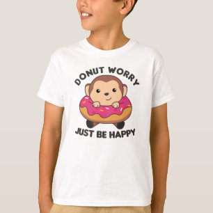 Sweet apen Funny Animals in Donut Roze T-shirt