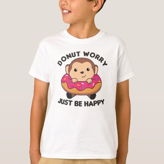 Sweet apen Funny Animals in Donut Roze T-shirt (Voorkant)