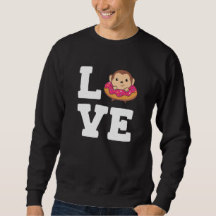 Sweet apen Funny Animals in Donut Roze Trui