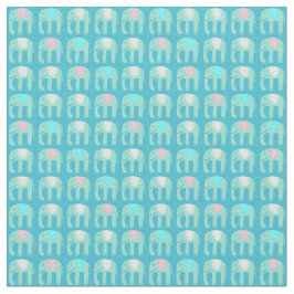 Sweet Aqua Blue Elephants Pattern Stof