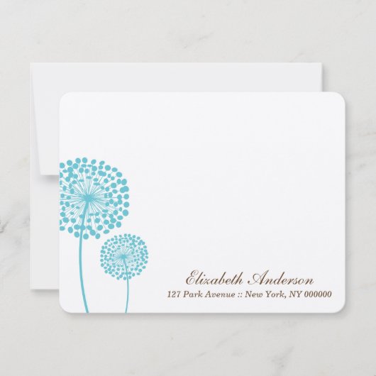 Sweet Aqua Dandelions Flat Note-kaarten Kaart (Voorkant)