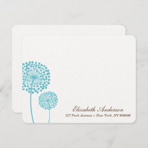 Sweet Aqua Dandelions Flat Note-kaarten Kaart
