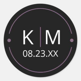 Sweet Arch bruiloft Initialen Lila ID998 Ronde Sticker