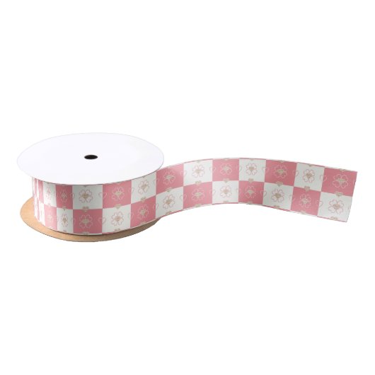 Sweet Argyle Heart Checkered Satijnen Lint (Spoel)