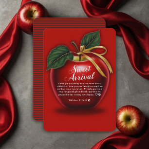 Sweet Arrival Red Apple Baby shower Bedankkaart