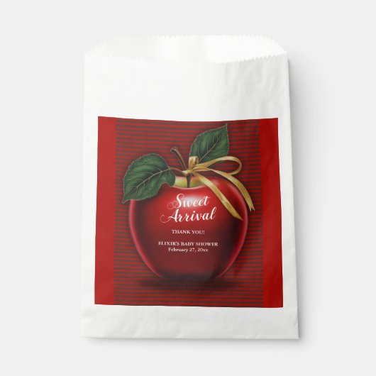 Sweet Arrival Red Apple Baby shower Bedankzakje (Voorkant)