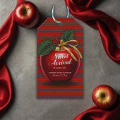 Sweet Arrival Red Apple Baby shower Cadeaulabel