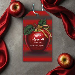 Sweet Arrival Red Apple Baby shower Cadeaulabel