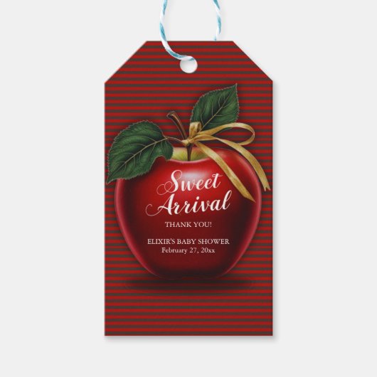 Sweet Arrival Red Apple Baby shower Cadeaulabel (Voorkant)