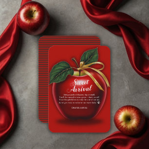 Sweet Arrival Red Apple Baby shower Informatiekaartje