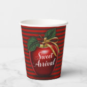 Sweet Arrival Red Apple Baby shower Papieren Bekers (Achterkant)