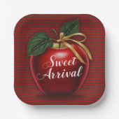 Sweet Arrival Red Apple Baby shower Papieren Bordje (Voorkant)