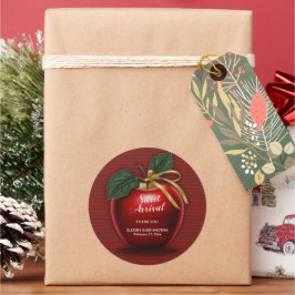 Sweet Arrival Red Apple Baby shower Ronde Sticker
