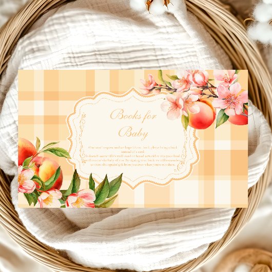 Sweet As A Peach Baby shower Boeken voor Baby Informatiekaartje