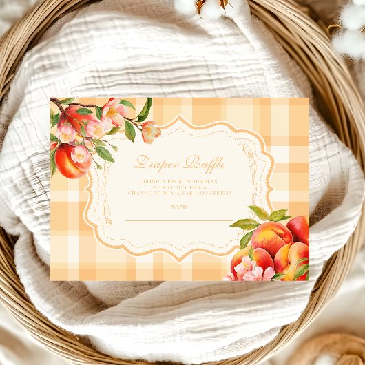 Sweet As A Peach Baby shower Diapper Raffle Informatiekaartje