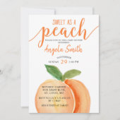 Sweet as a Peach Baby shower Invitation Kaart (Voorkant)