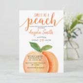 Sweet as a Peach Baby shower Invitation Kaart (Staand voorkant)