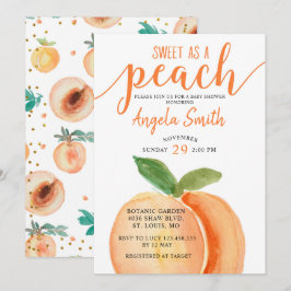 Sweet as a Peach Baby shower Invitation Kaart