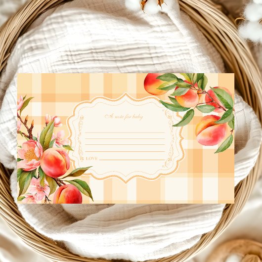 Sweet As A Peach Baby shower Note voor Baby Informatiekaartje