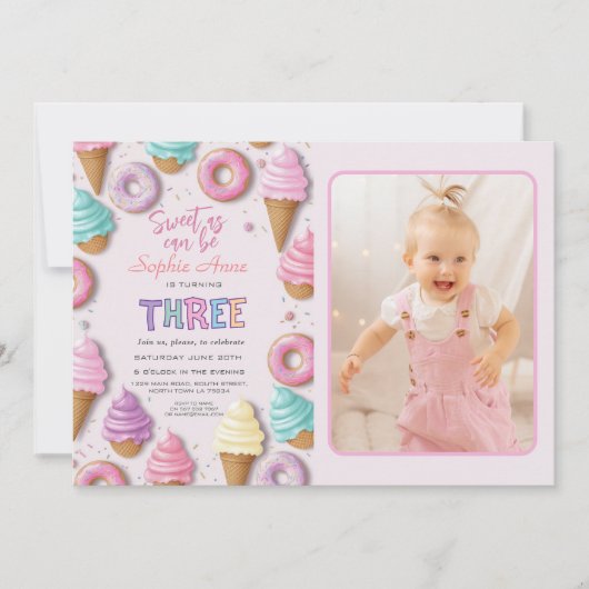 Sweet As Can Be Girl 3e verjaardag Kaart (Voorkant)