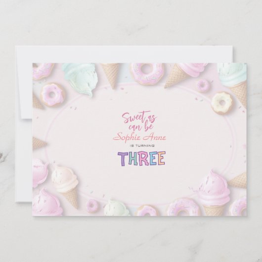 Sweet As Can Be Girl 3e verjaardag Kaart (Achterkant)