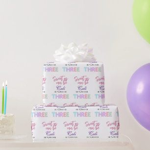 Sweet As Can Be Girl wordt derde verjaardag Cadeaupapier