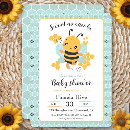 Sweet as Can Bee Baby Boy Baby shower Invitation Kaart
